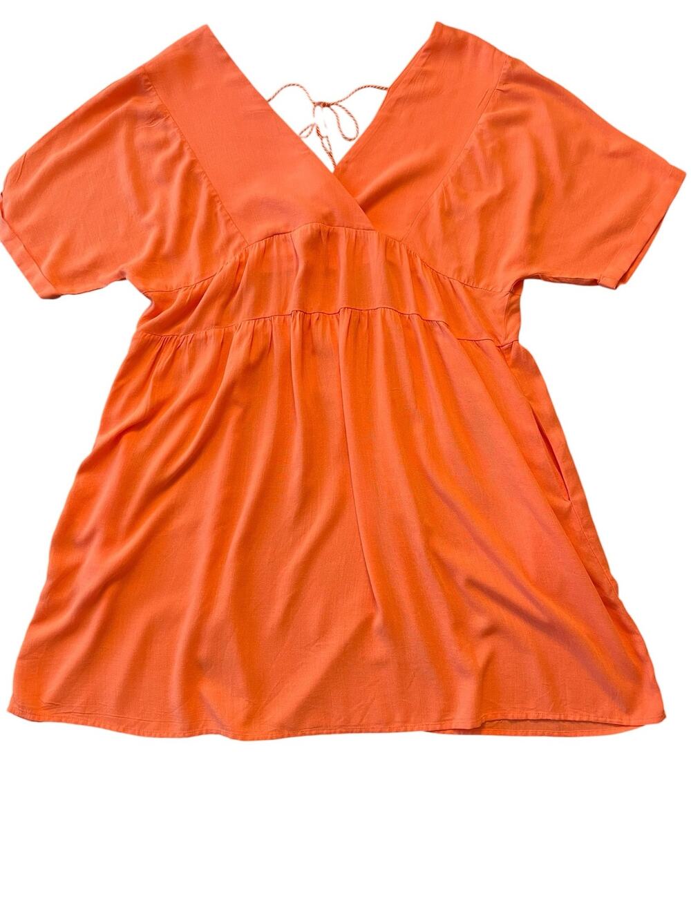 Joseph A. Coral Rayon Babydoll Mini Dress Tie Back XL - Picture 2 of 8